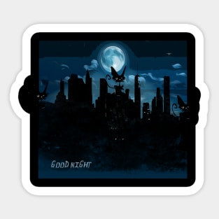 cats in night Sticker